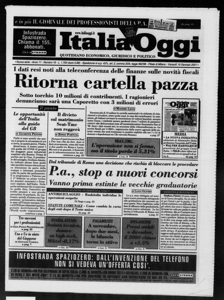 Italia oggi : quotidiano di economia finanza e politica